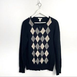 Tweeds Argyle Print Cashmere Cardigan Sz Large
